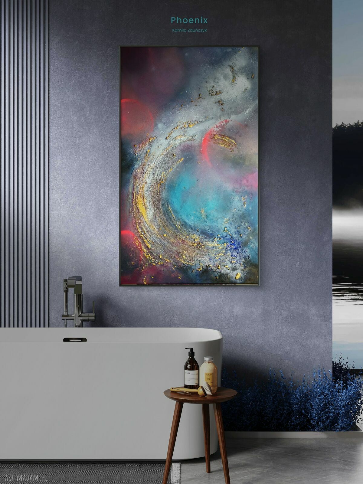 Obraz abstrakcyjny Phoenix - kosmiczna dekoracja ścienna 110x70 cm