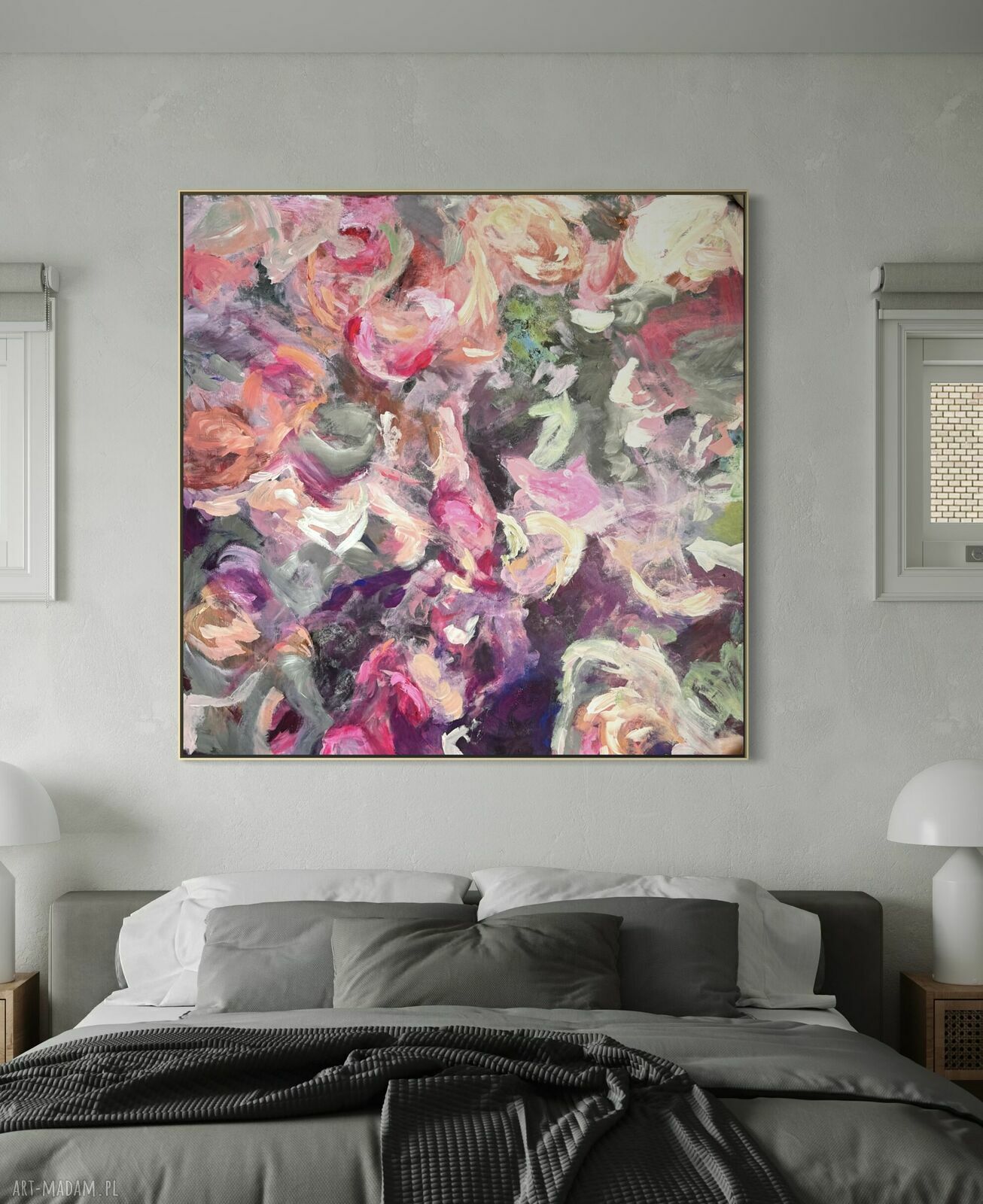Kolorowy obraz abstrakcyjny 90x90 cm na płótnie