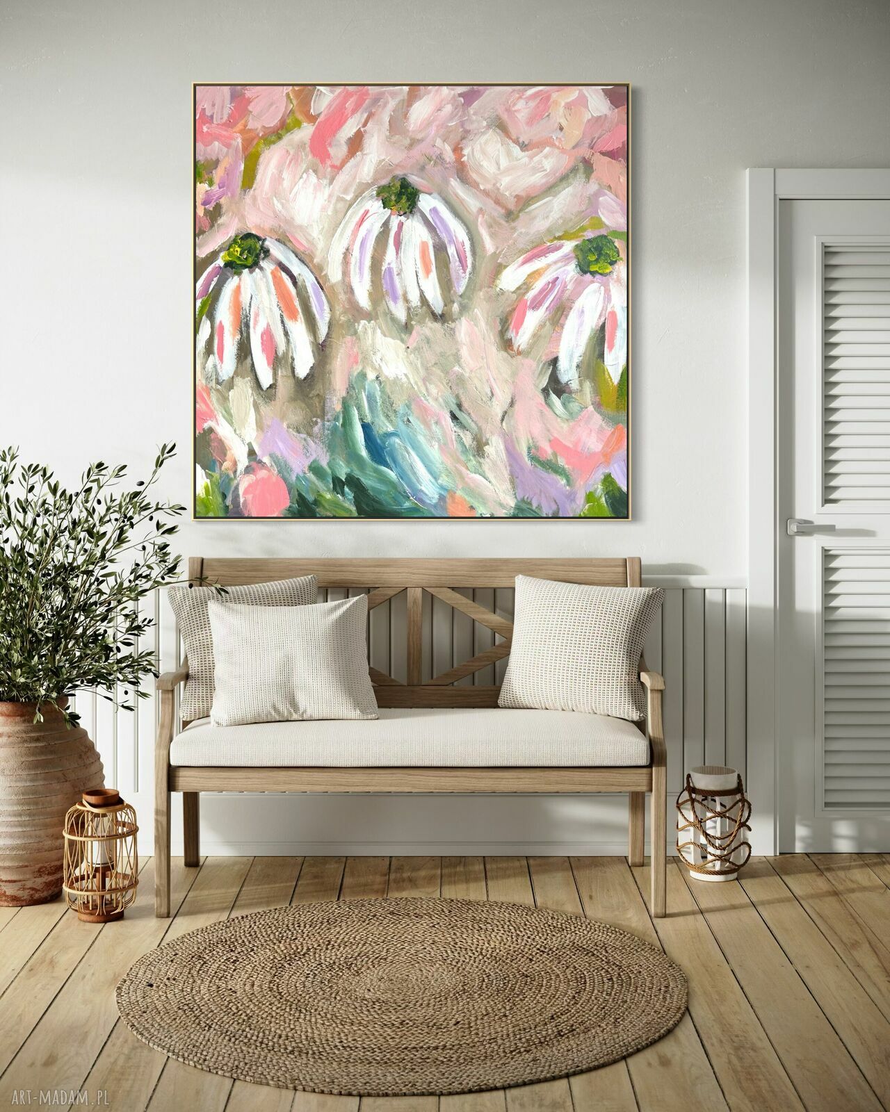 Obraz abstrakcyjny 90x90 cm na płótnie - ręcznie malowany akrylem