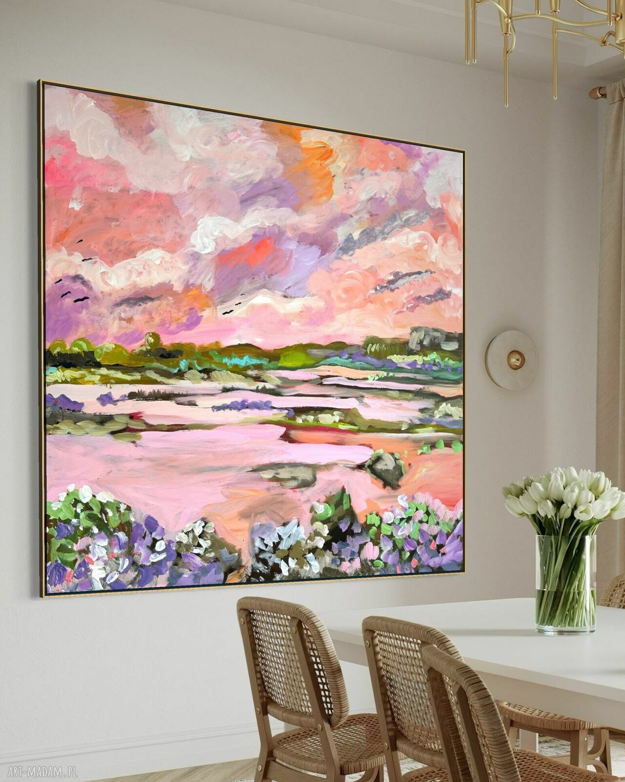 Obraz abstrakcyjny malowany 100x100 cm