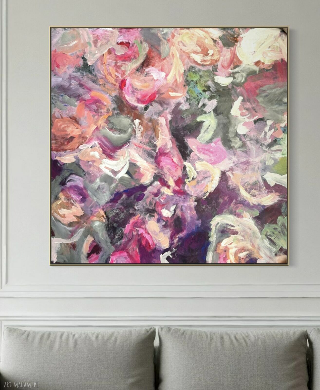 Kolorowy obraz abstrakcyjny 90x90 cm na płótnie