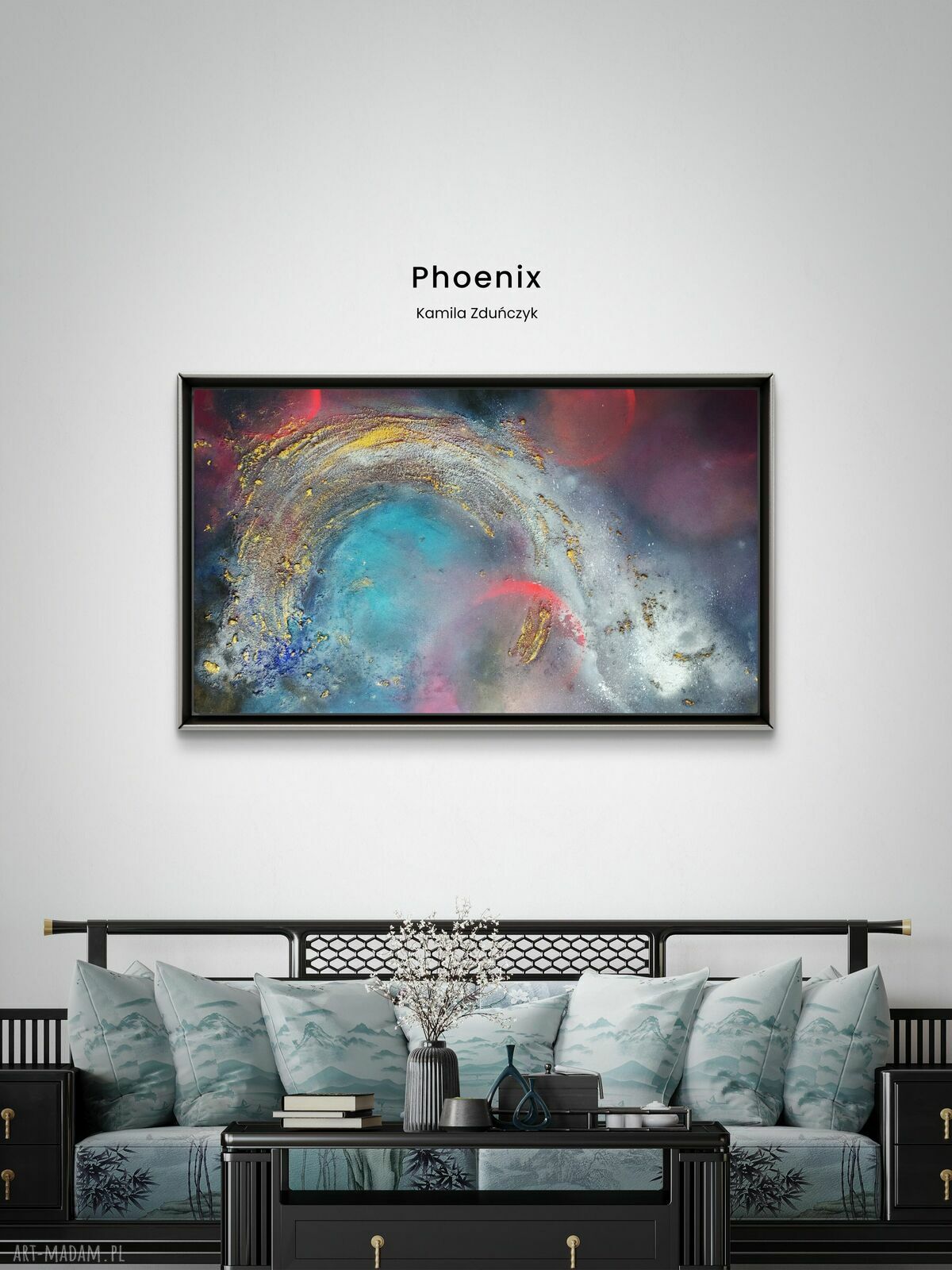 Obraz abstrakcyjny Phoenix - kosmiczna dekoracja ścienna 110x70 cm