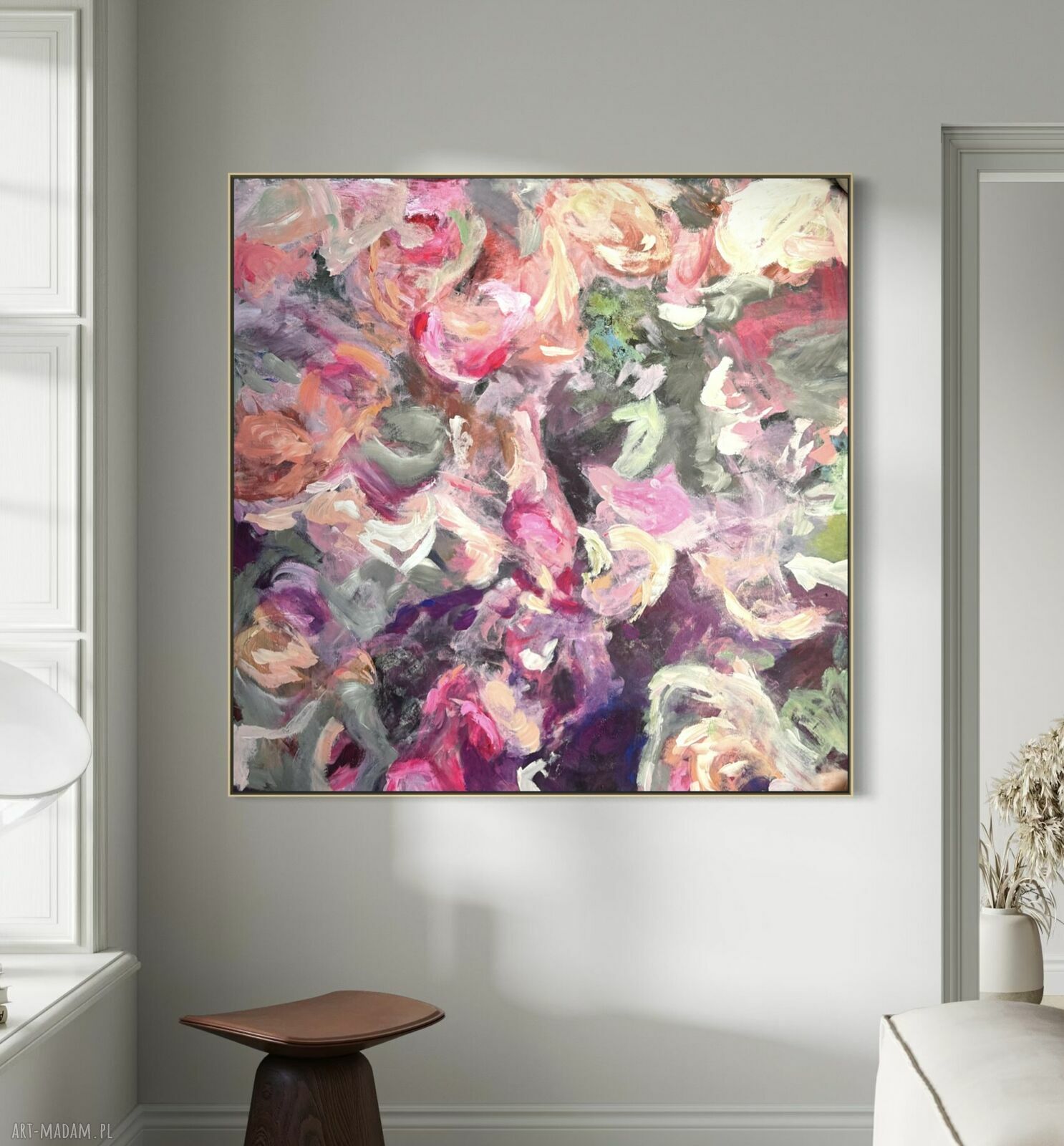Kolorowy obraz abstrakcyjny 90x90 cm na płótnie