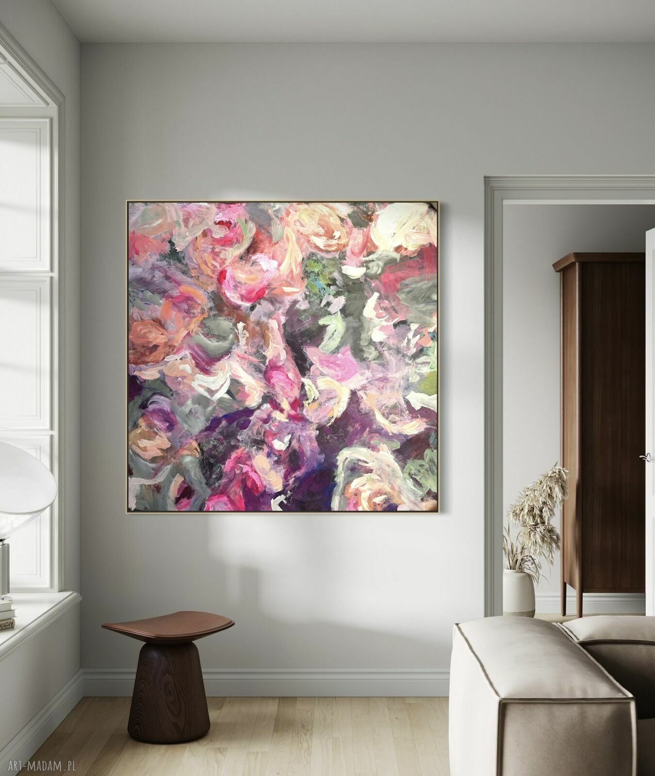 Kolorowy obraz abstrakcyjny 90x90 cm na płótnie