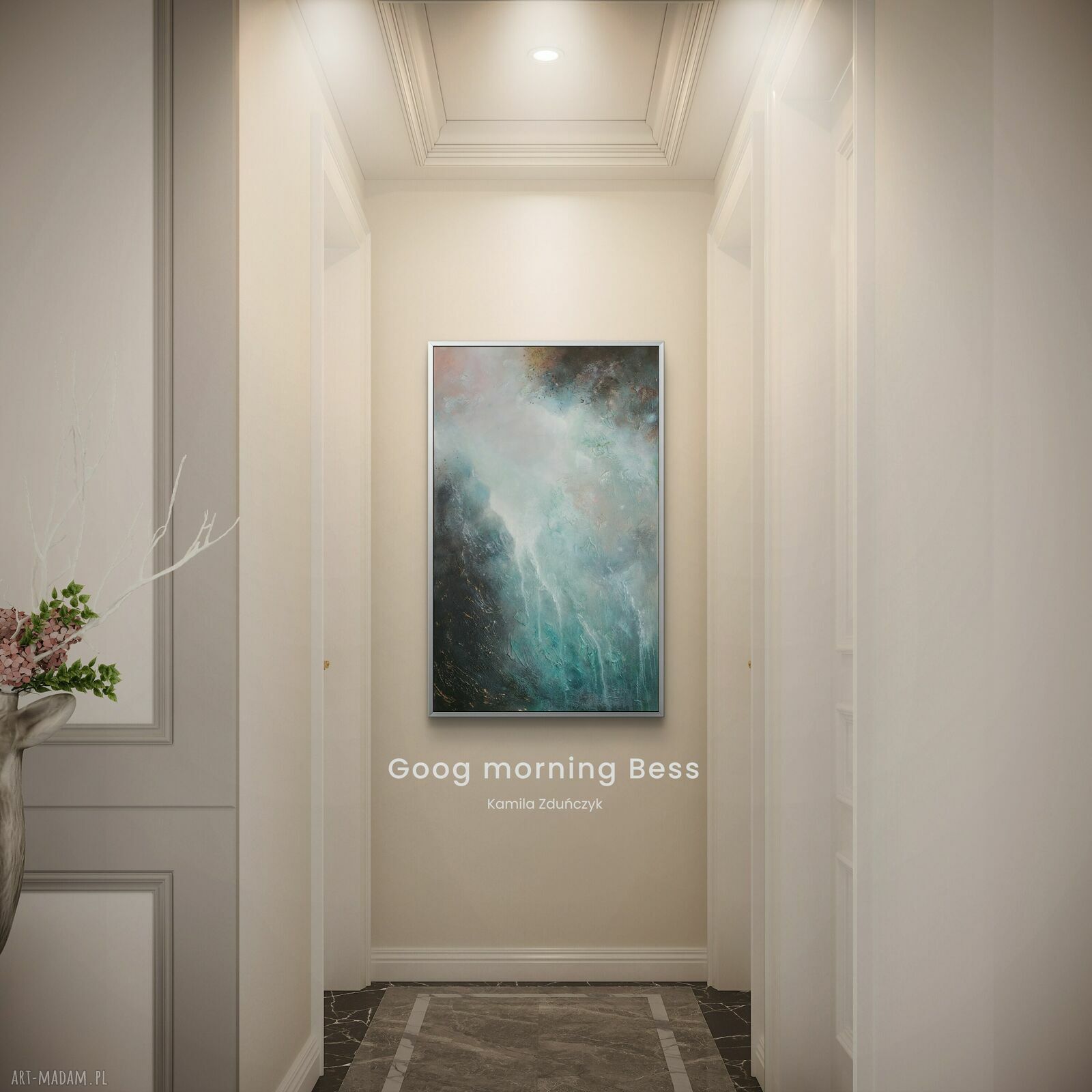 Obraz abstrakcyjny ze strukturą 110x70 cm - zielona dekoracja ścienna