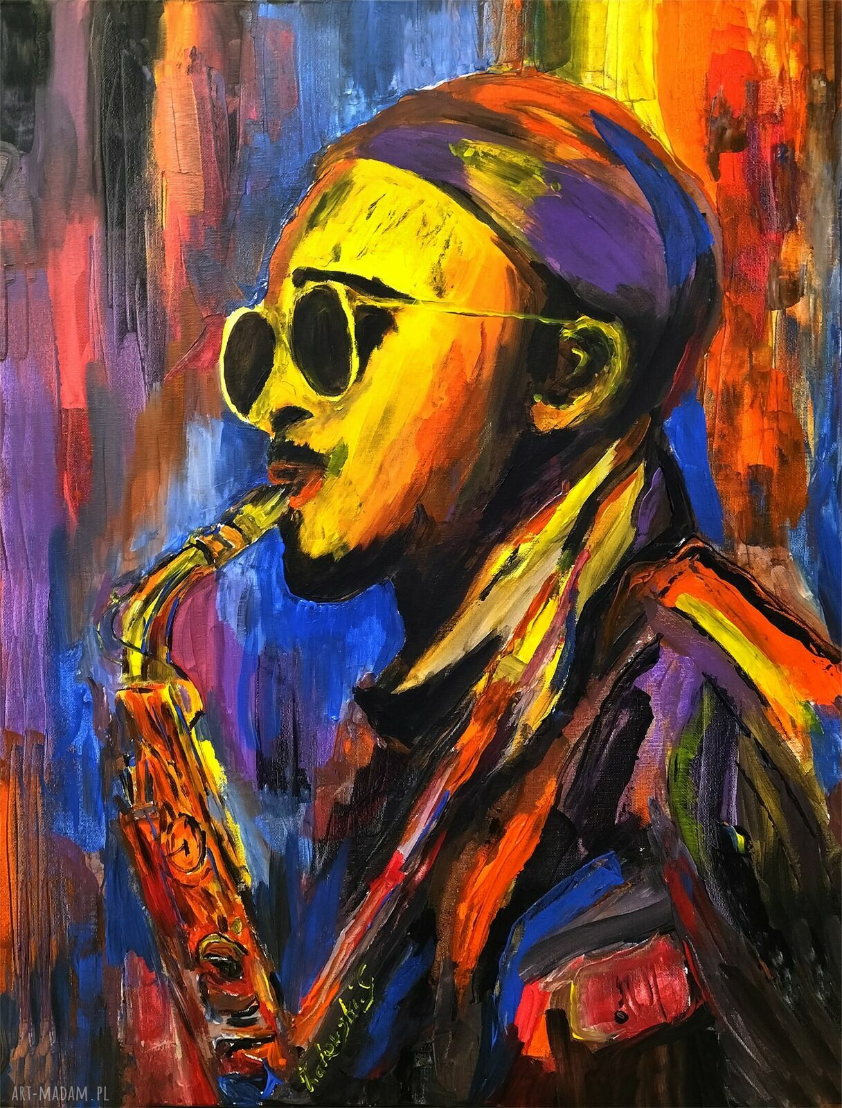 Pop art na ścianę: obraz akryl na płótnie Saxophonist