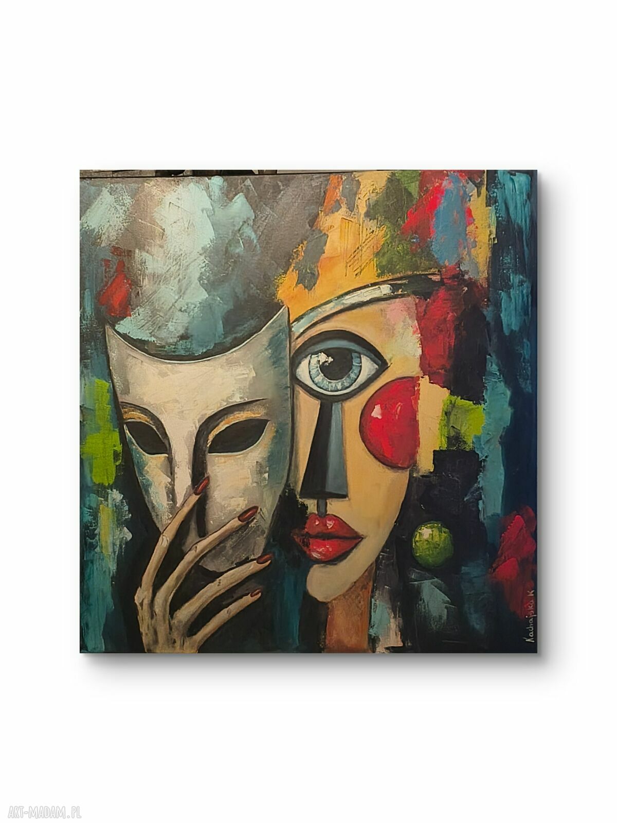 Obraz akrylowy 100x100 - portret twarzy Kasi Nachajskiej