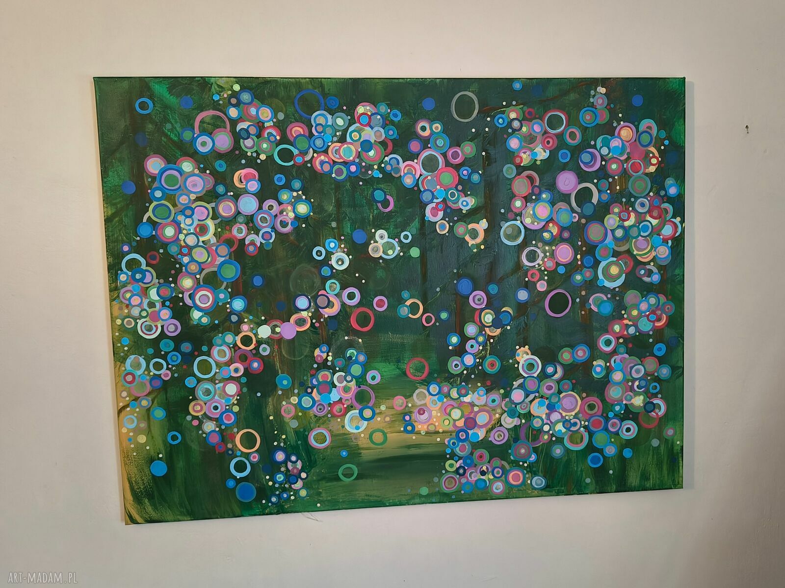 Obraz akrylowy Świetliki 80x60 cm - abstrakcja lasu na płótnie