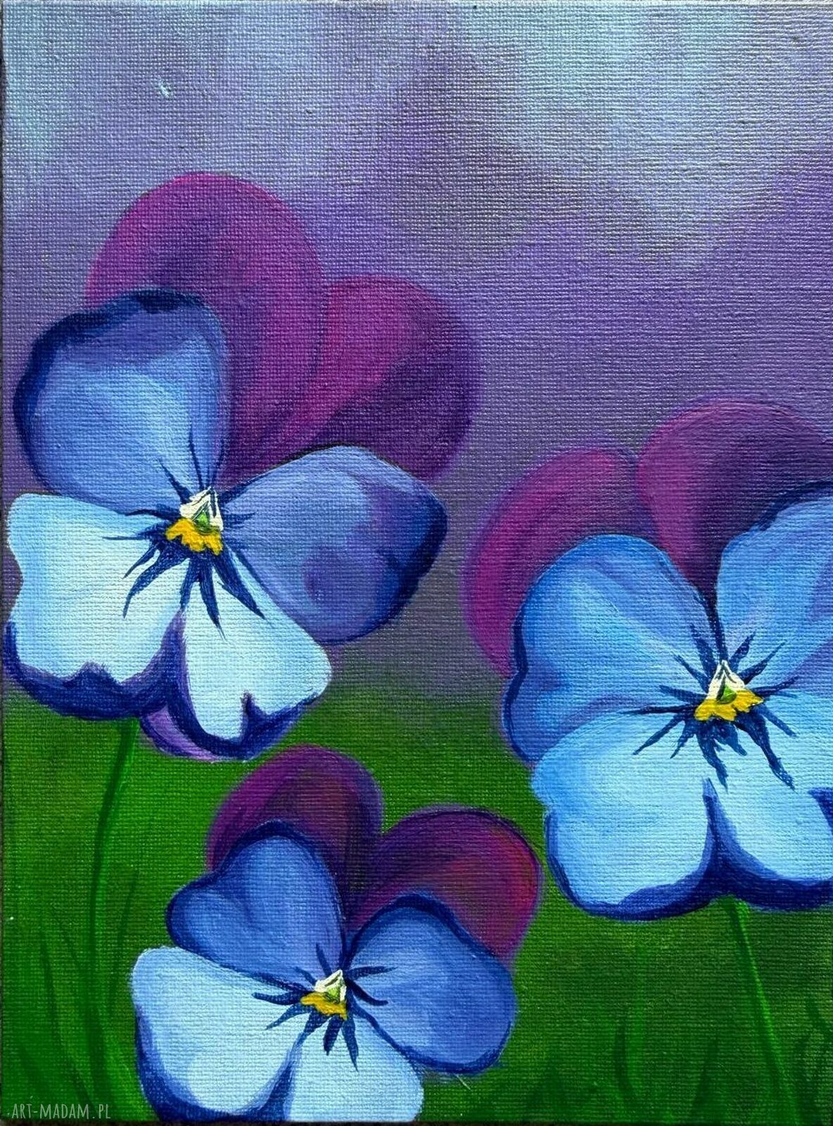Obraz akrylowy z bratkami 15x20 cm
