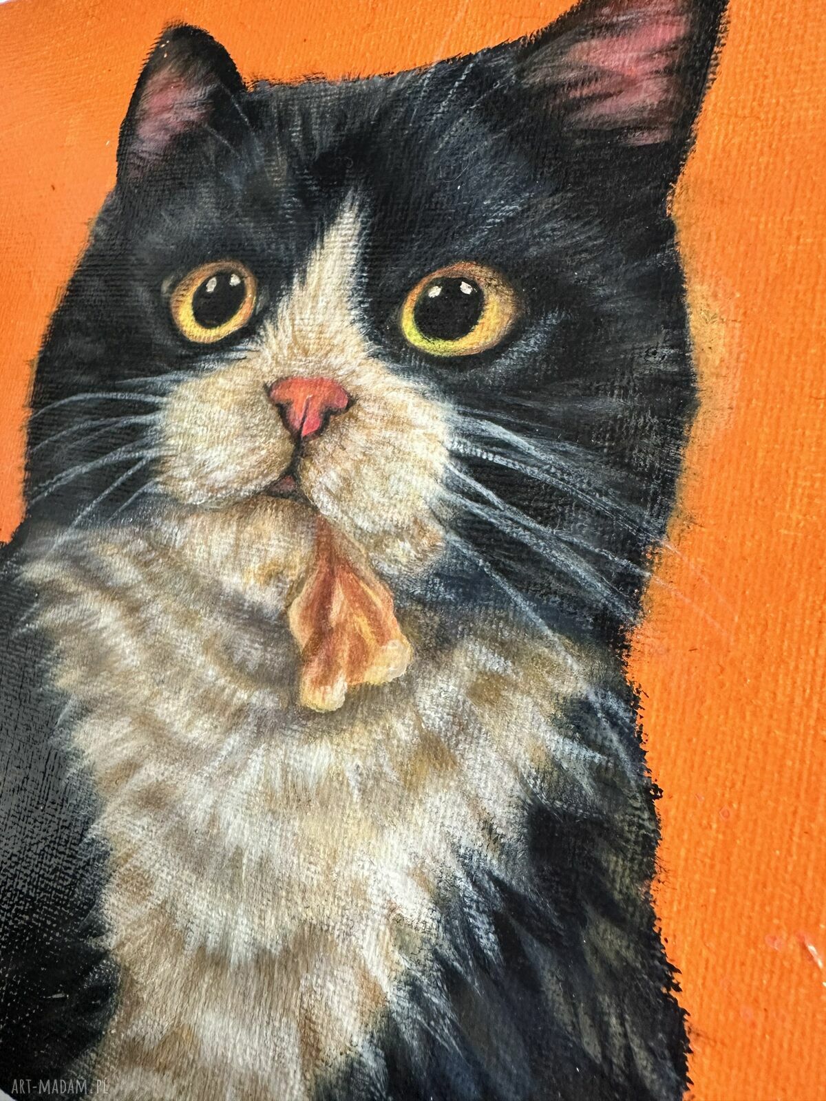 Obraz akrylowy „Spełnienie” - kot z pizzą 20x20 cm