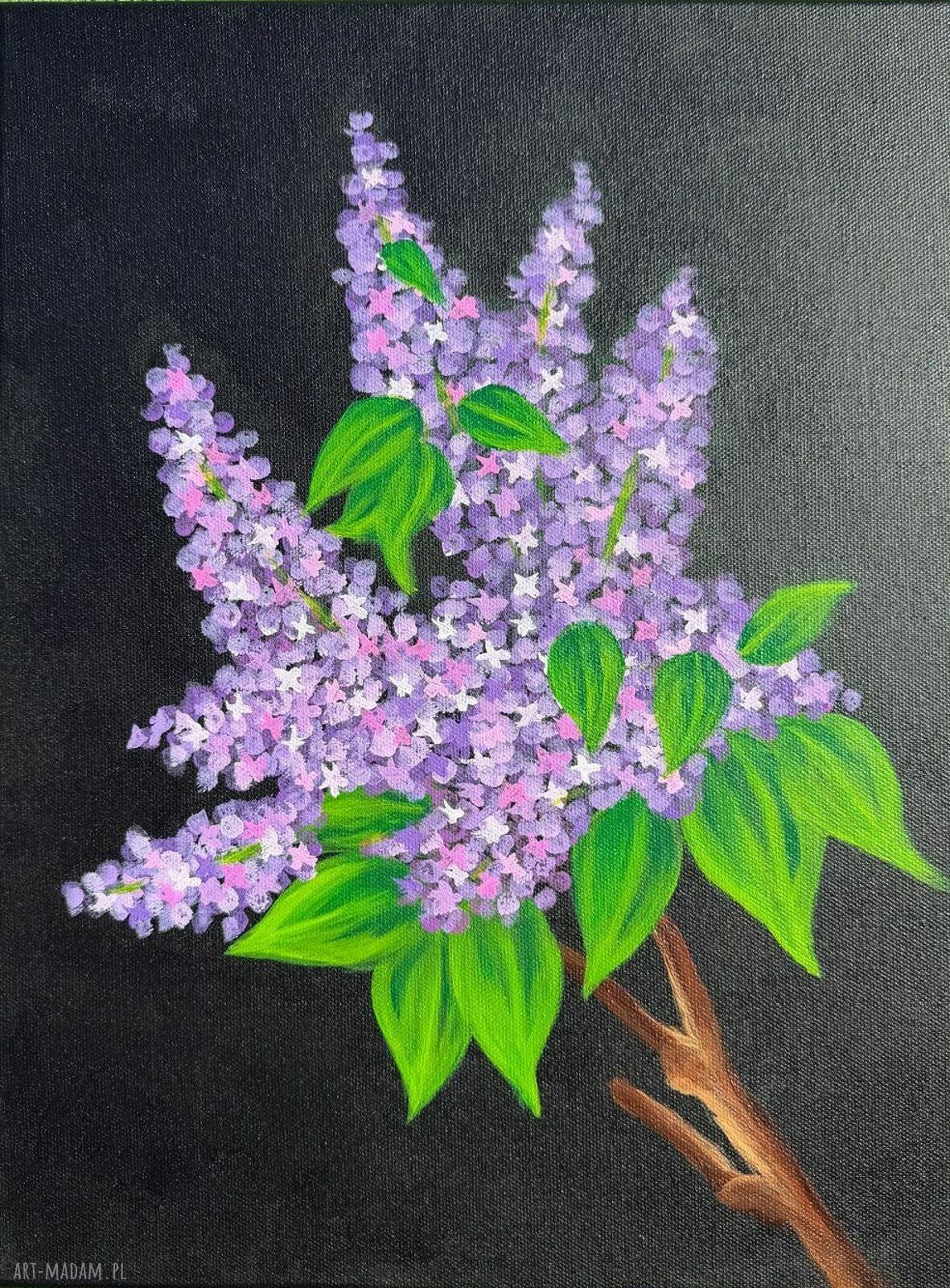 Obraz akrylowy z kwitnącą gałązką bzu 30 x 40 cm