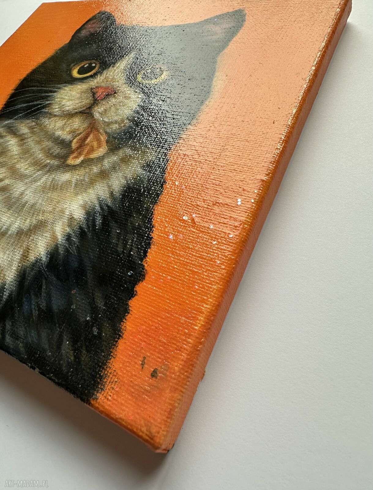 Obraz akrylowy „Spełnienie” - kot z pizzą 20x20 cm