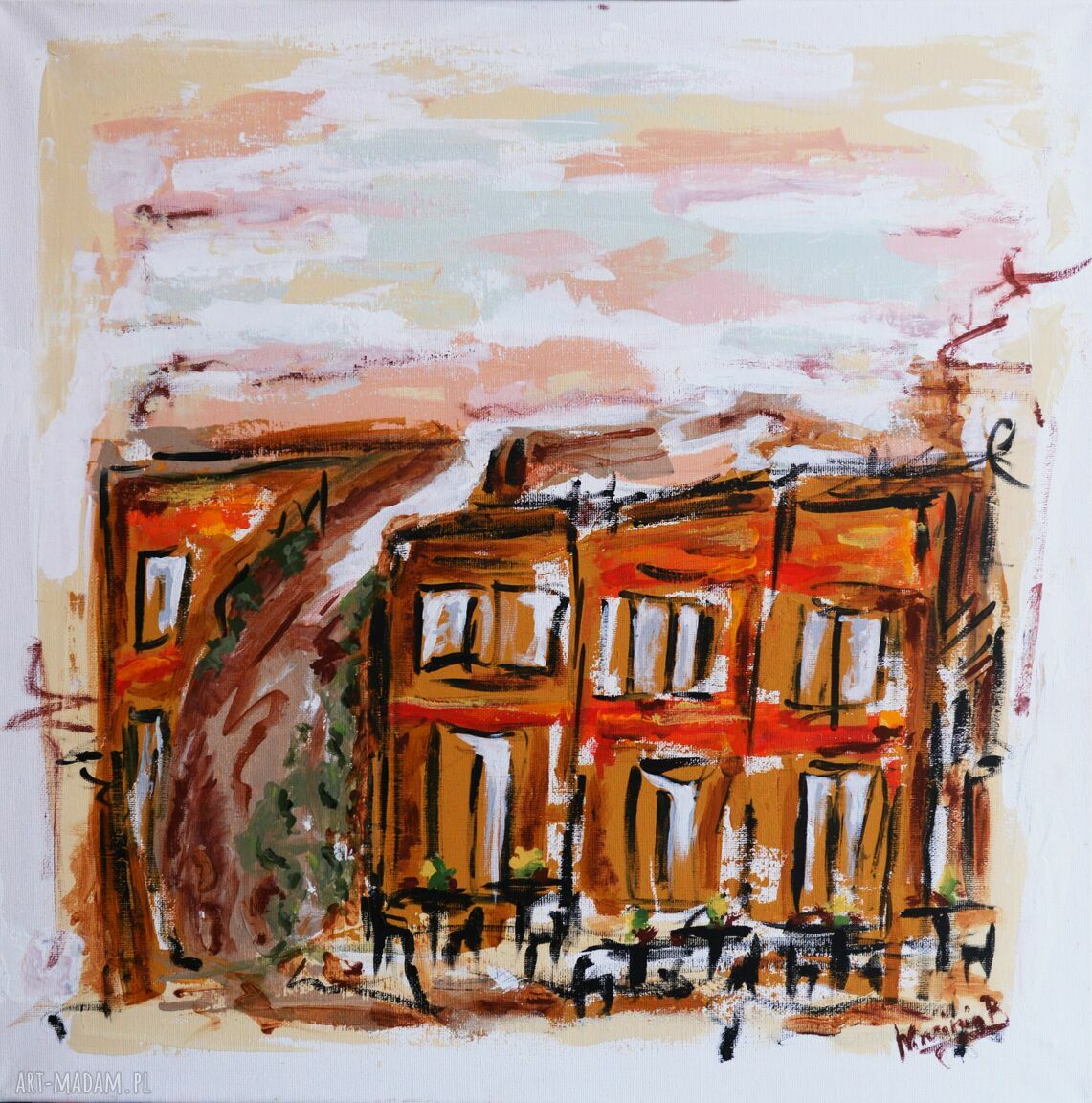 Obraz akrylowy „Kamienica Paryskiego Snu” 50 x 50 cm - paryska abstrakcja