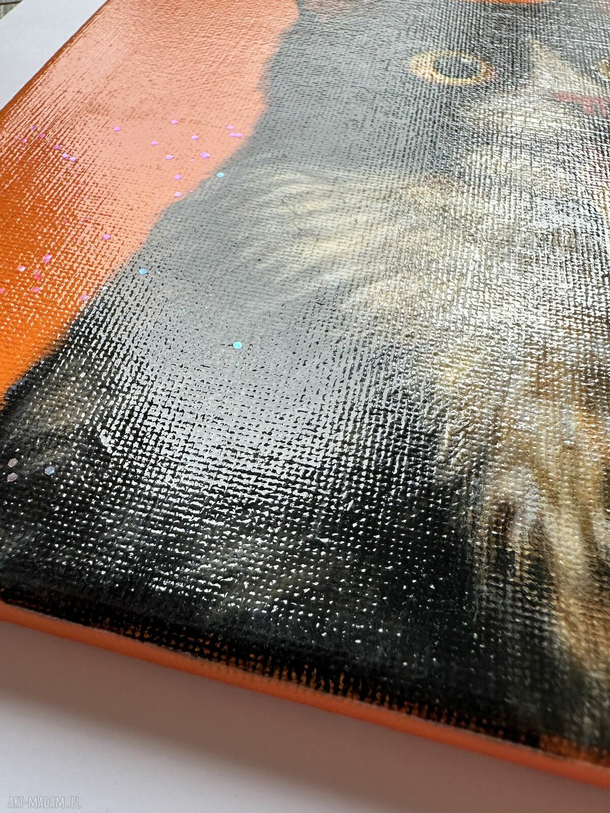 Obraz akrylowy „Spełnienie” - kot z pizzą 20x20 cm