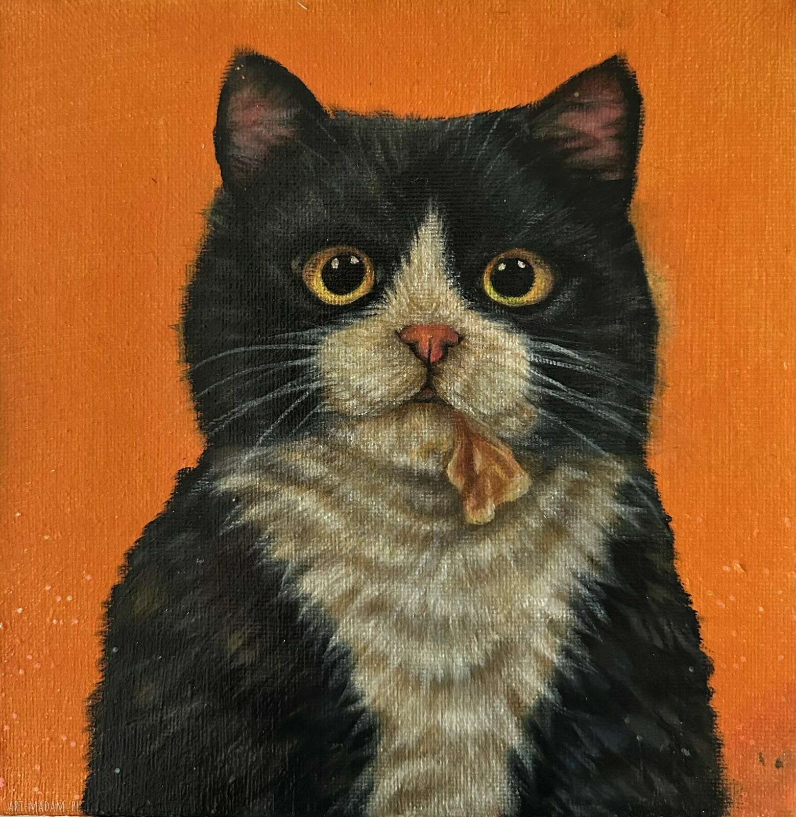 Obraz akrylowy „Spełnienie” - kot z pizzą 20x20 cm