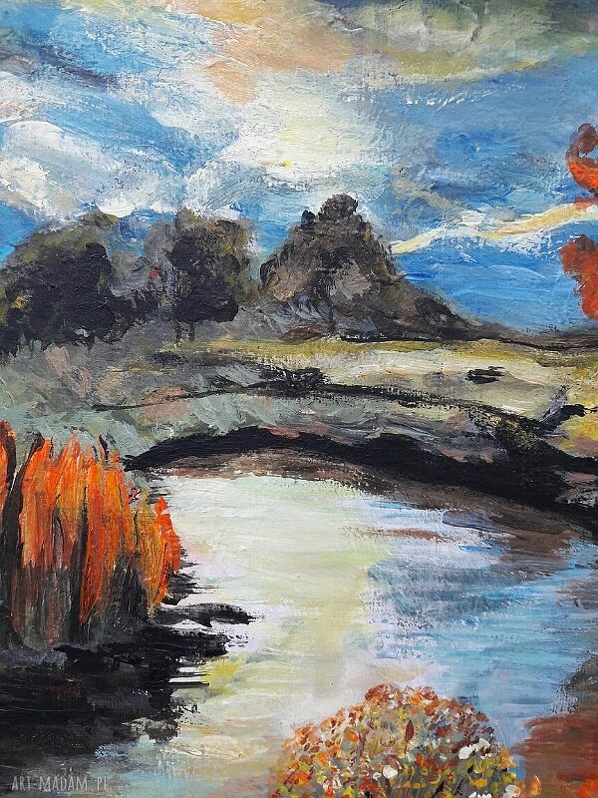 A golden pond - obraz akrylowy ręcznie malowany na płótnie