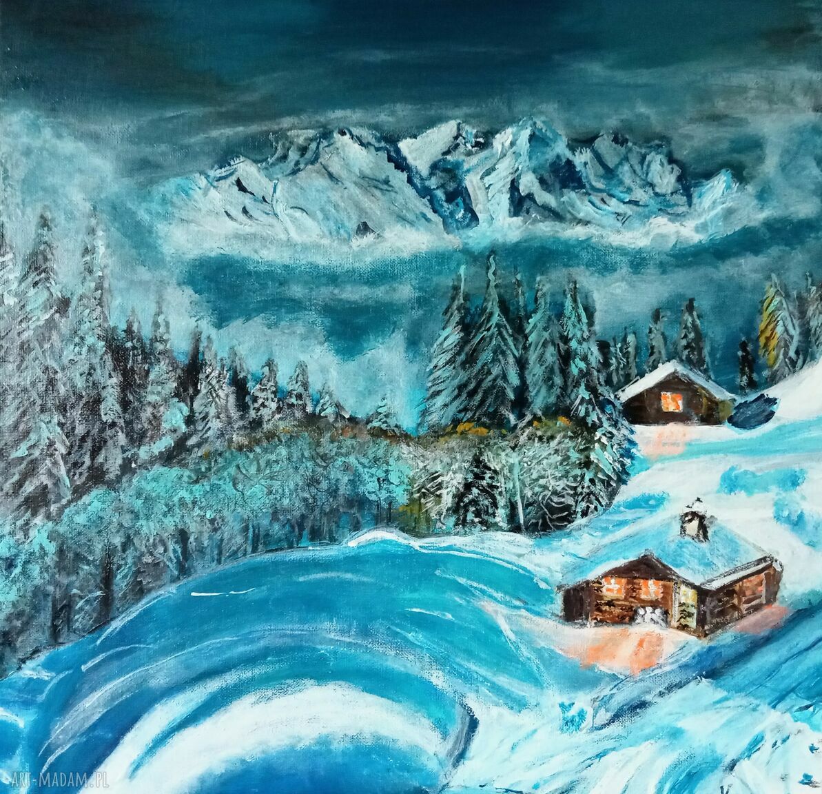 Obraz akrylowy "Alpy Austriackie" - krajobraz górski 50x50 cm na blejtramie