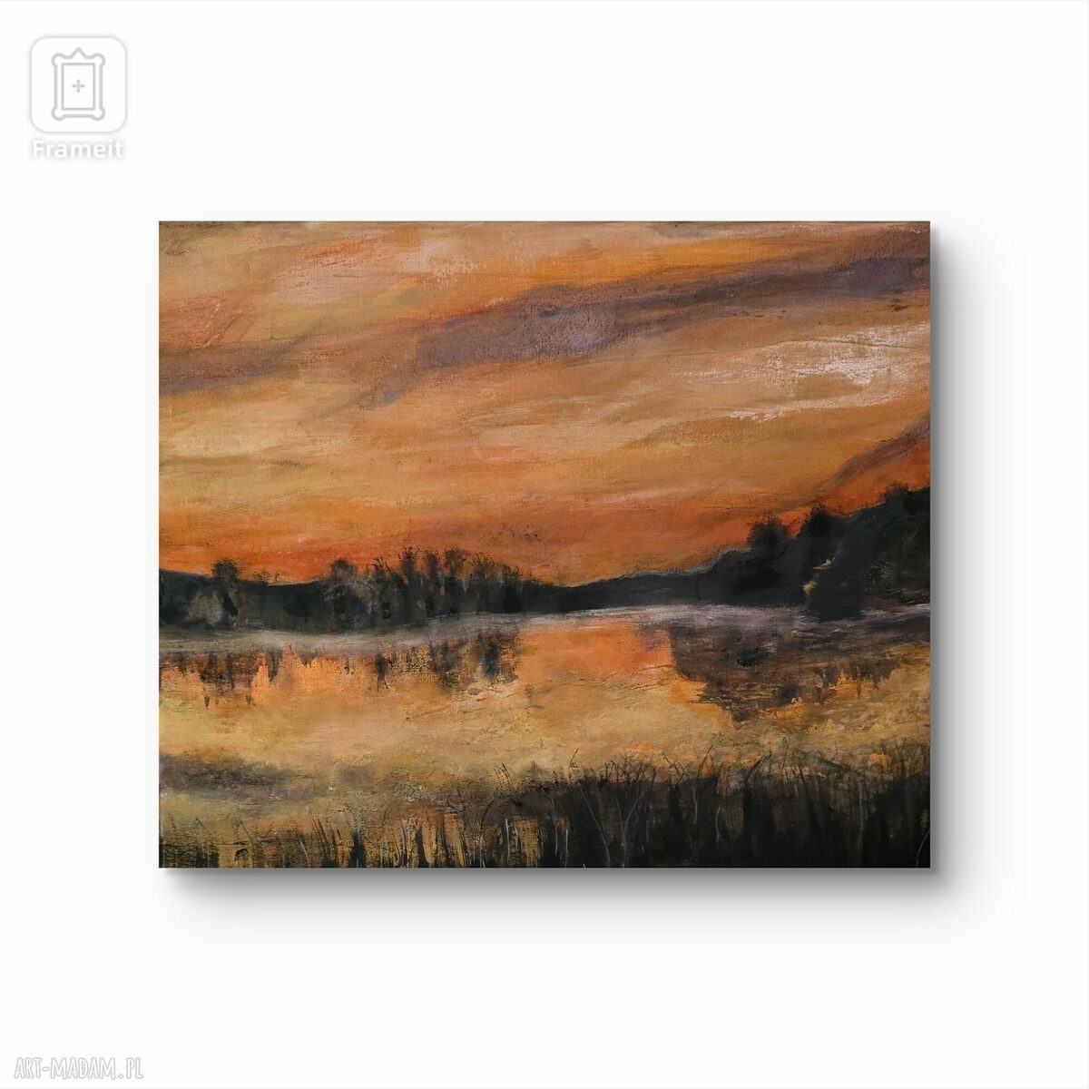 Obraz akrylowy Dreams - ręcznie malowany las i jezioro 50x40 cm