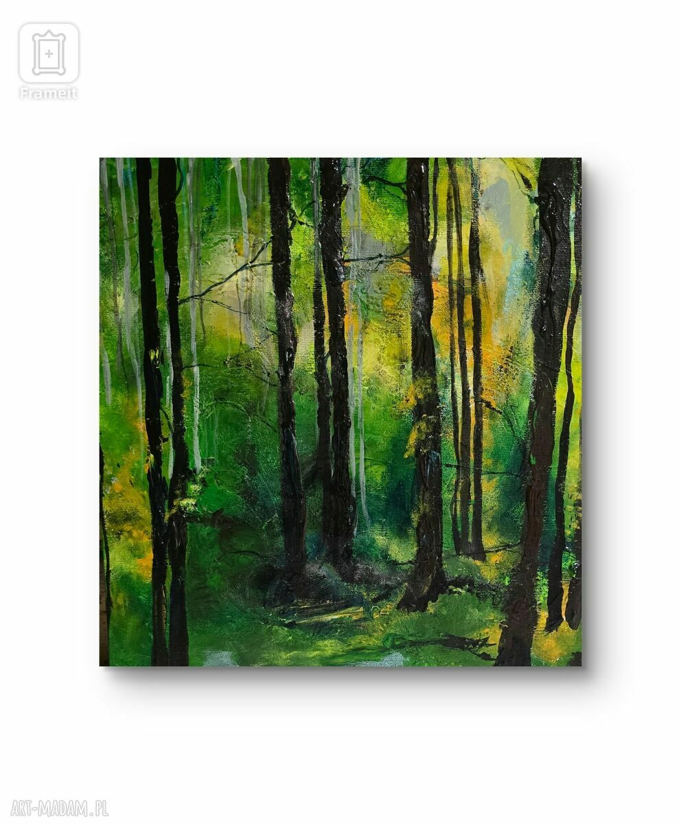 Obraz akrylowy „Las” - ręcznie malowany pejzaż 30x30 cm