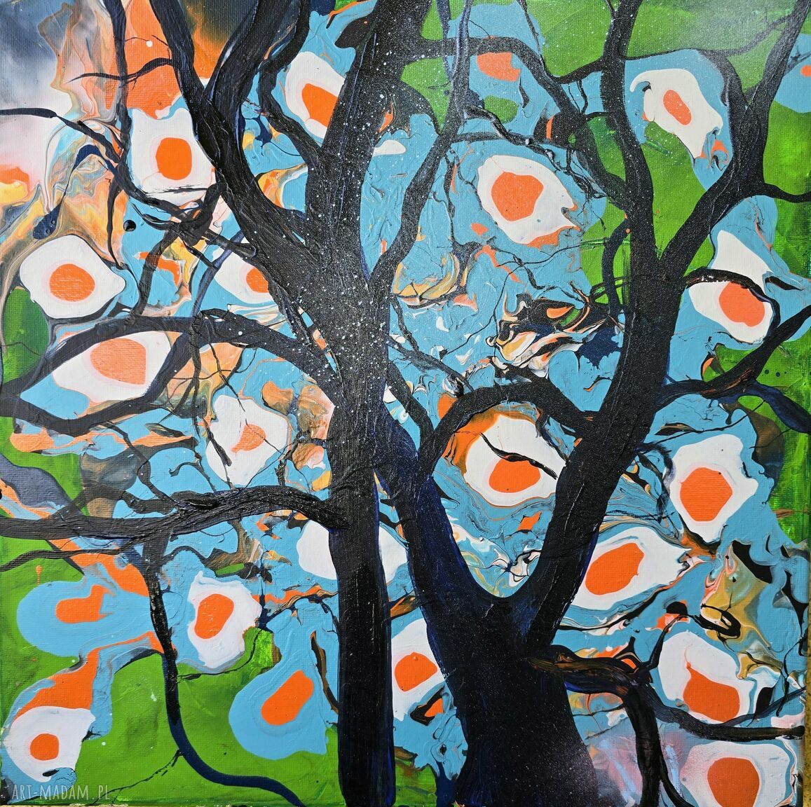 Obraz akrylowy „Wiosna” - pejzaż lasu 60x40 cm - rękodzieło