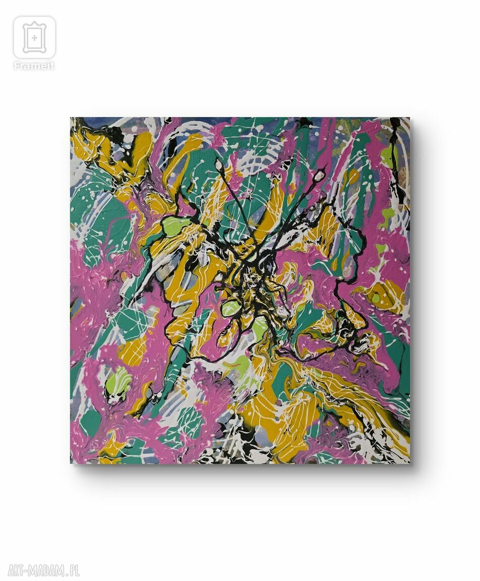 Obraz akrylowy „EFEKT MOTYLA Pink” 40x40x2 - abstrakcja z różowym motylem