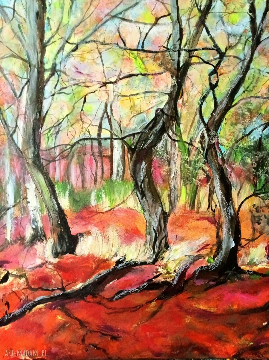 Las „Adventure” - ręcznie malowany obraz akrylowy na płótnie 40x50 cm