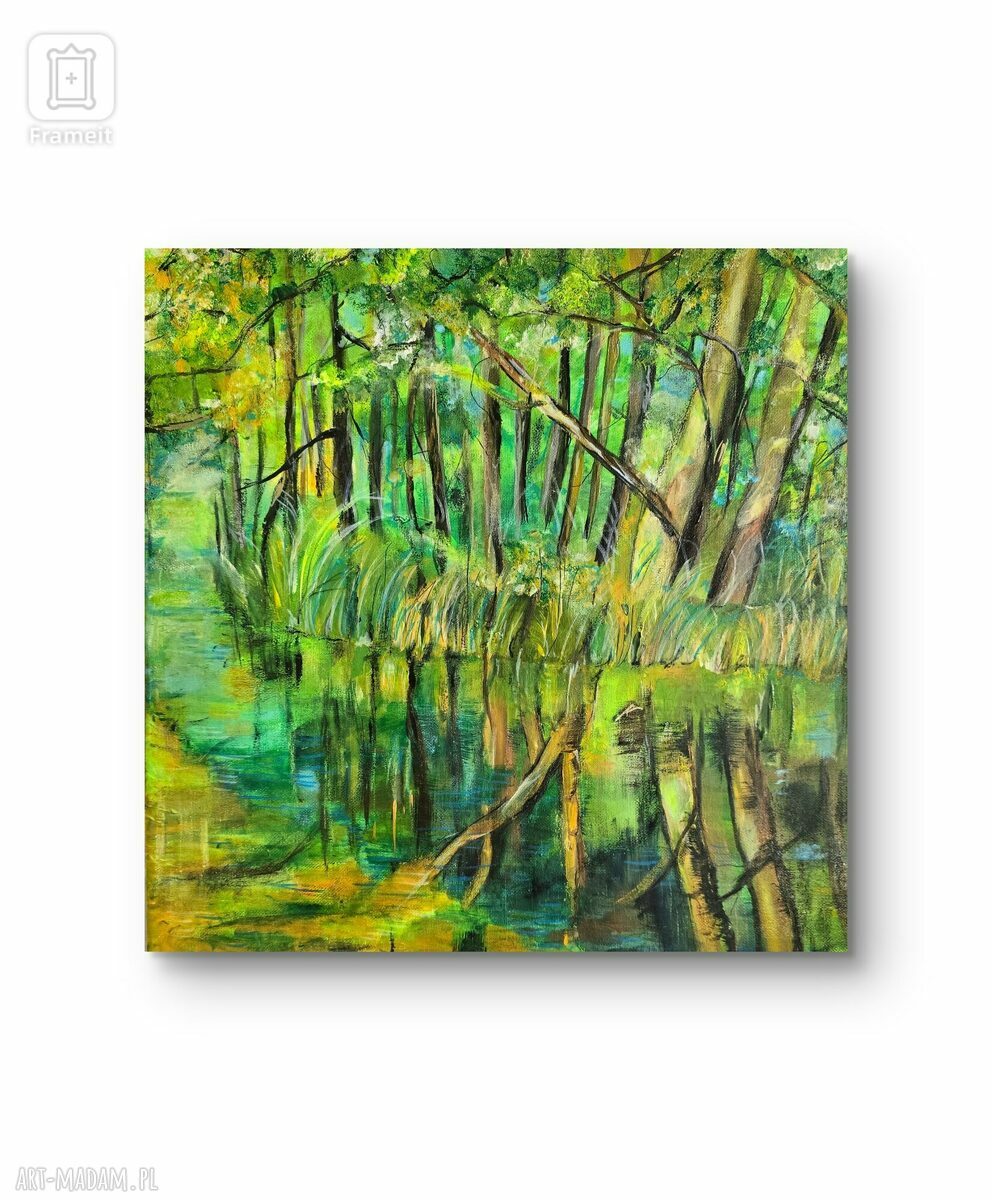 Obraz akrylowy "Leśne Zacisze" 40x40 cm - las, który wycisza