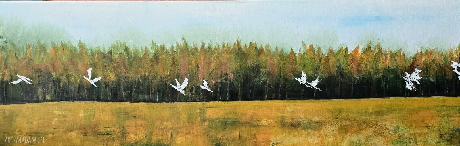 Podlaskie granice - obraz akrylowy 120x40x2 cm z ptakami