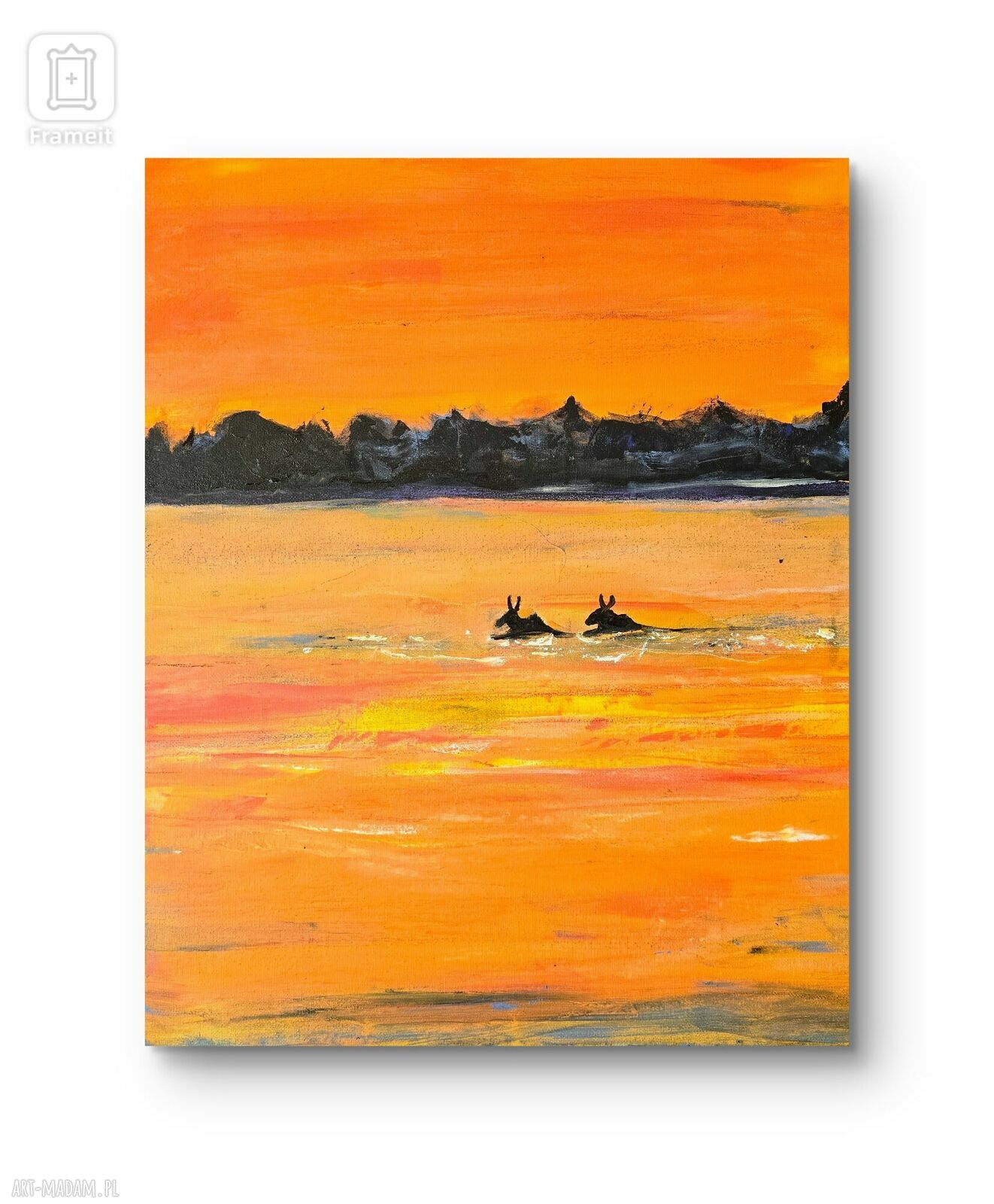 Podlaska Przeprawa - ręcznie malowany obraz akrylowy na płótnie 50x40 cm