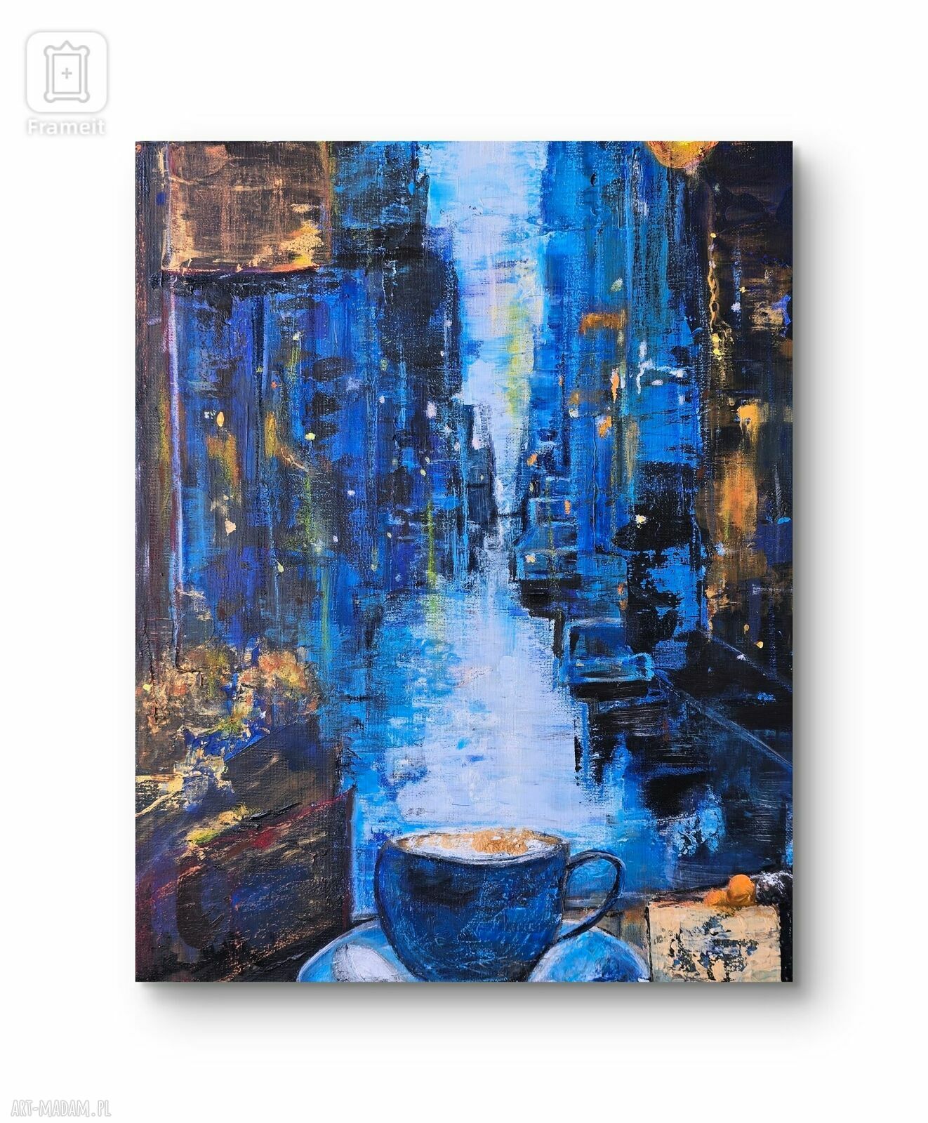 Autorski obraz akrylowy New York Cafe 40x50x2 cm - płótno z motywem ptaków