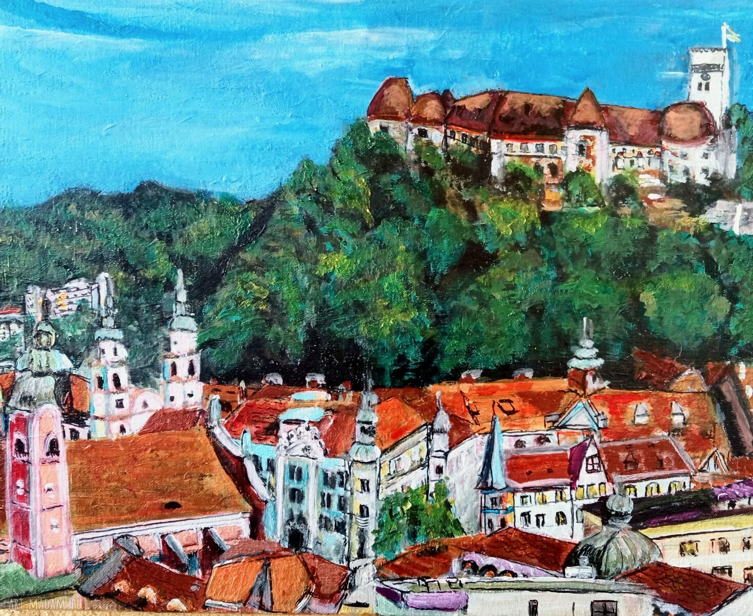Obraz akrylowy „Słowenia Lubljana” - ręcznie malowany krajobraz 50x60 cm