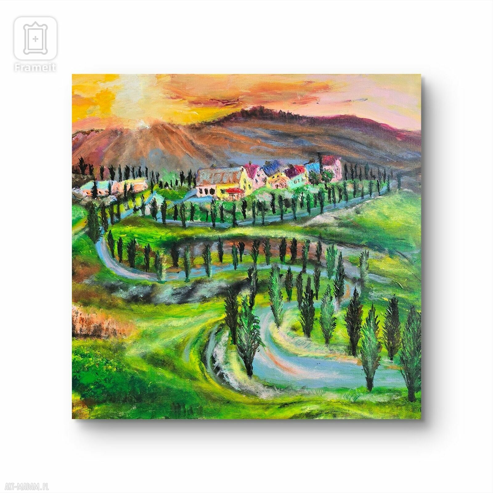 Obraz akrylowy „Toskania” na płótnie 50x50x1 cm - ręcznie malowany krajobraz Włoch
