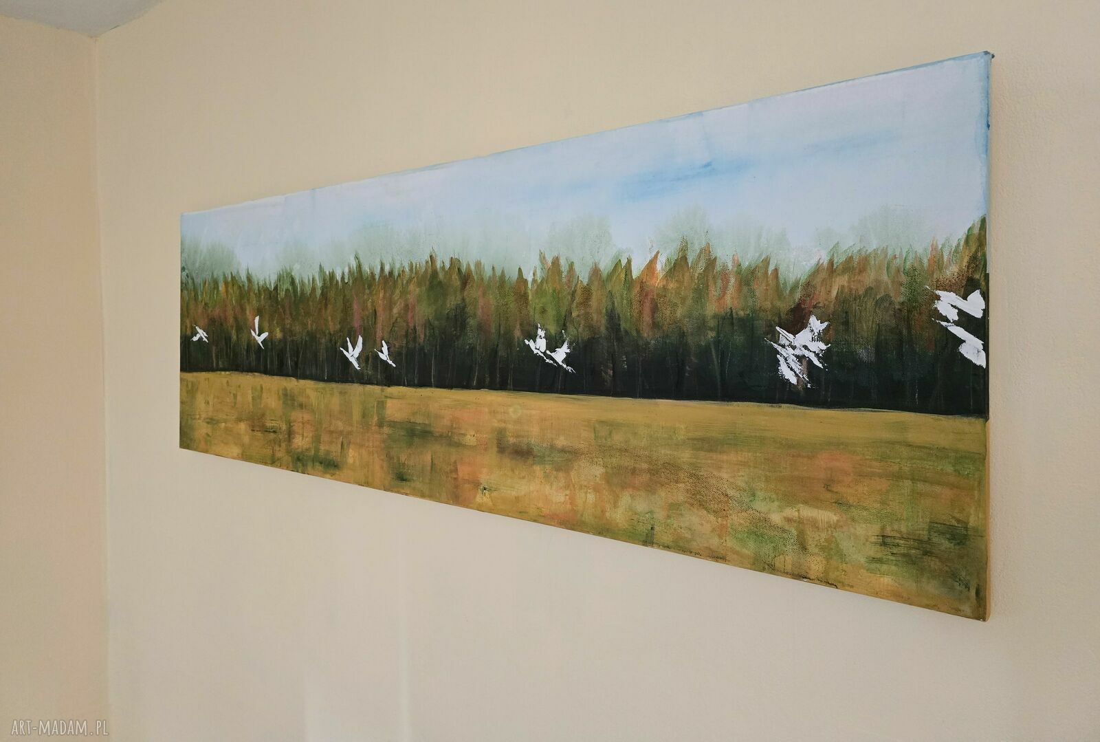 Podlaskie granice - obraz akrylowy 120x40x2 cm z ptakami