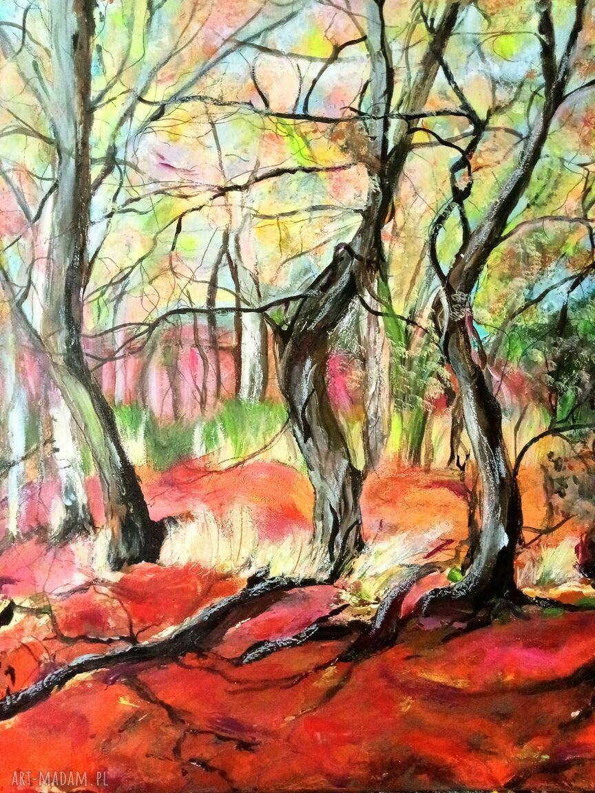 Las „Adventure” - ręcznie malowany obraz akrylowy na płótnie 40x50 cm