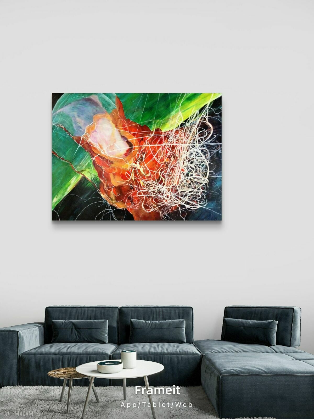 Dominanta - obraz akrylowy z meduzą, ręcznie malowany na płótnie 100x80 cm