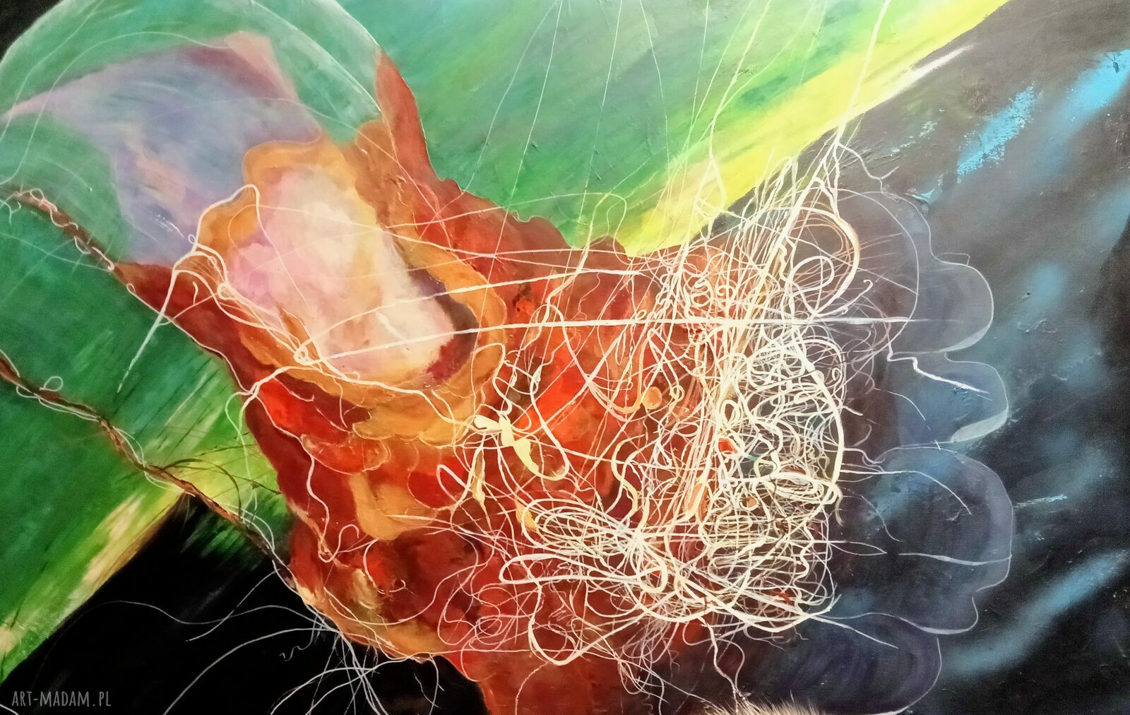 Dominanta - obraz akrylowy z meduzą, ręcznie malowany na płótnie 100x80 cm