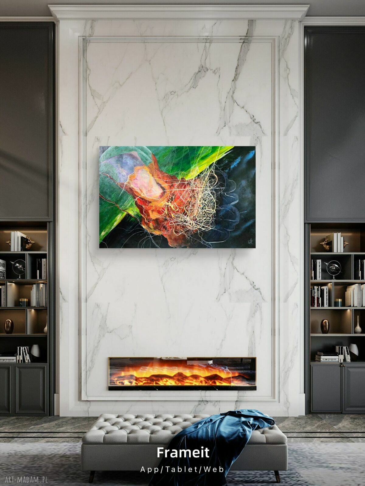 Dominanta - obraz akrylowy z meduzą, ręcznie malowany na płótnie 100x80 cm
