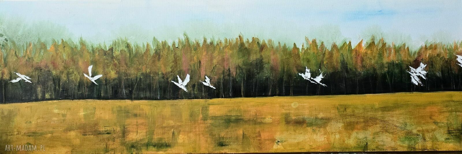 Podlaskie granice - obraz akrylowy 120x40x2 cm z ptakami
