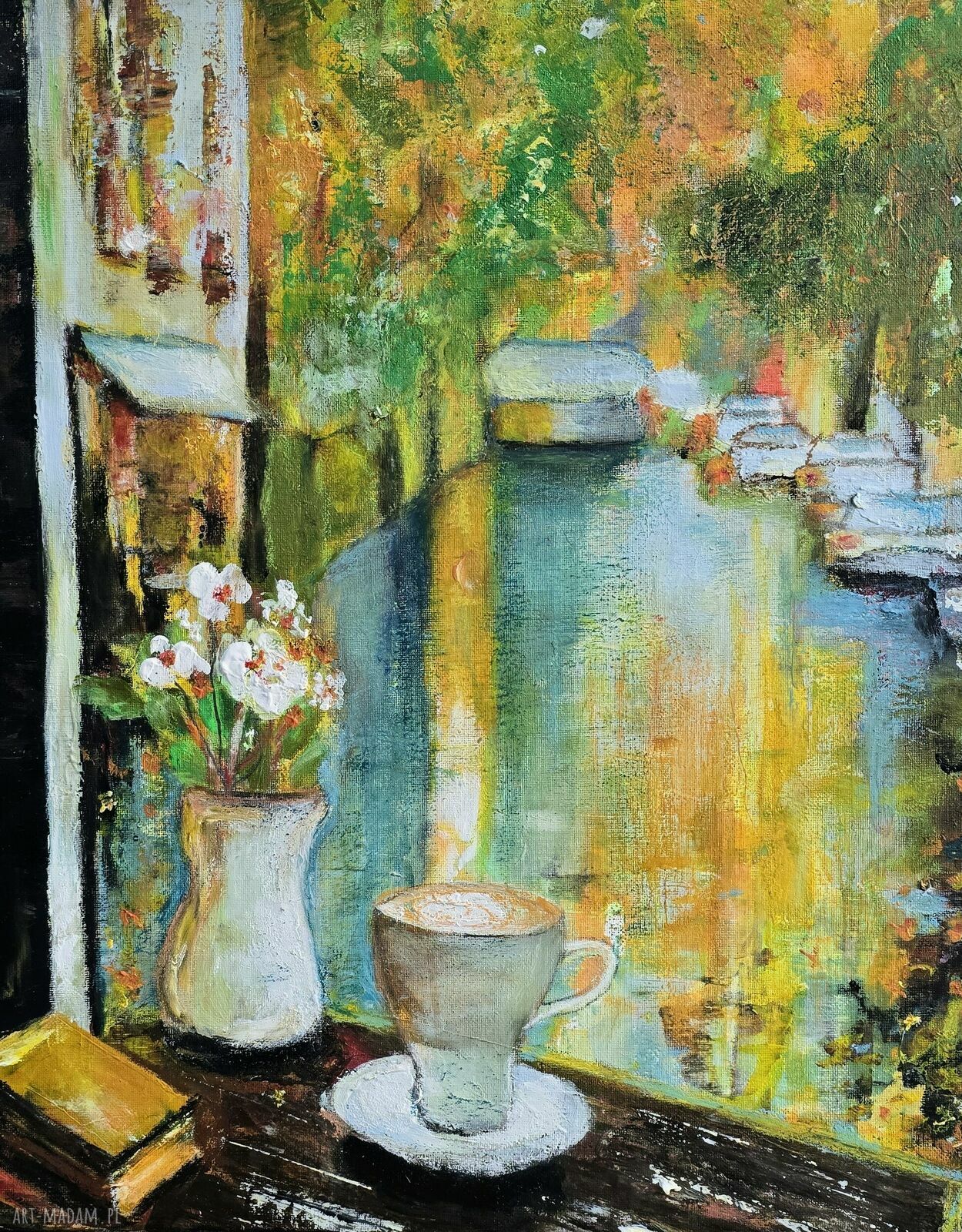 Obraz akrylowy na płótnie „Cappucino” - las i kawa