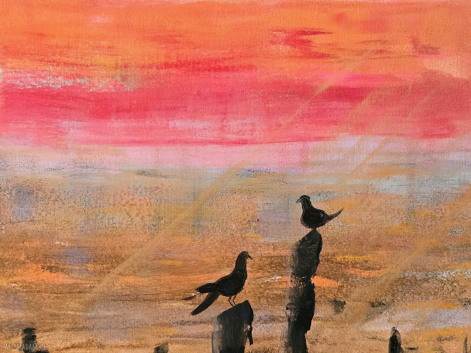 Nasze Randez Vous - ręcznie malowany obraz akrylowy na płótnie 40x30 cm