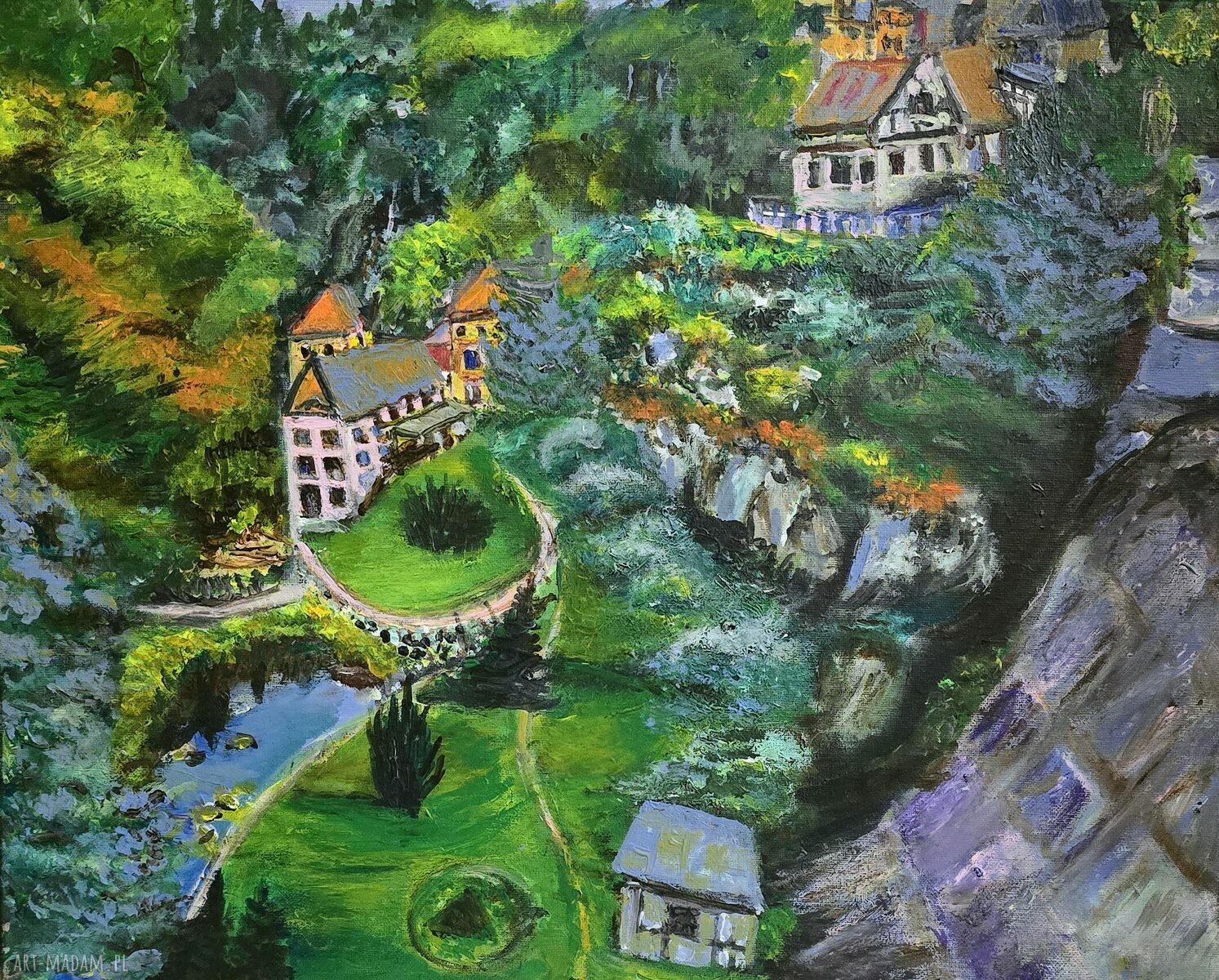 „Zlotniki zapora” - obraz akrylowy na płótnie 40x50 cm Krystyna Mościszko