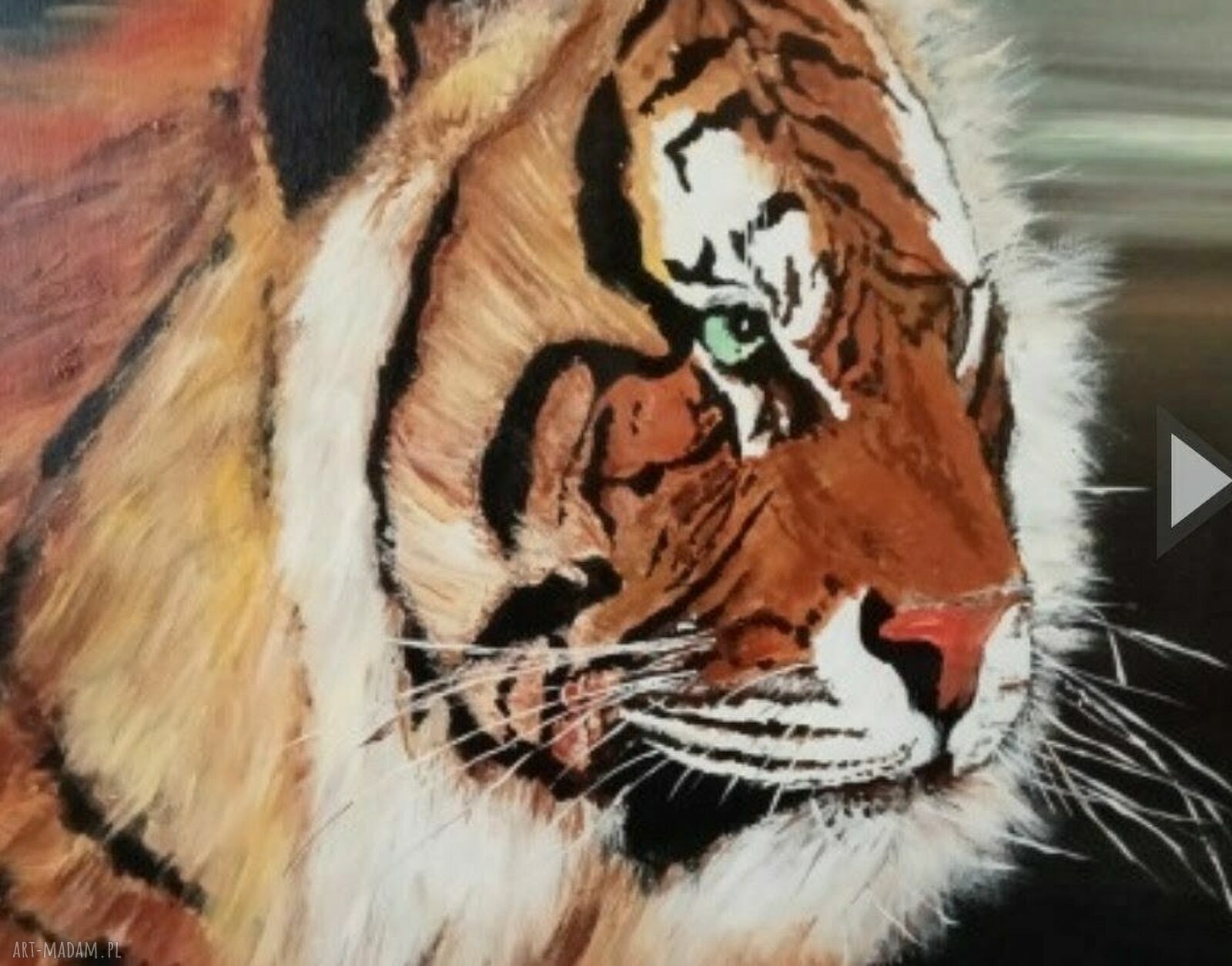 Ręcznie malowany obraz tygrysa na płótnie 50x60 cm