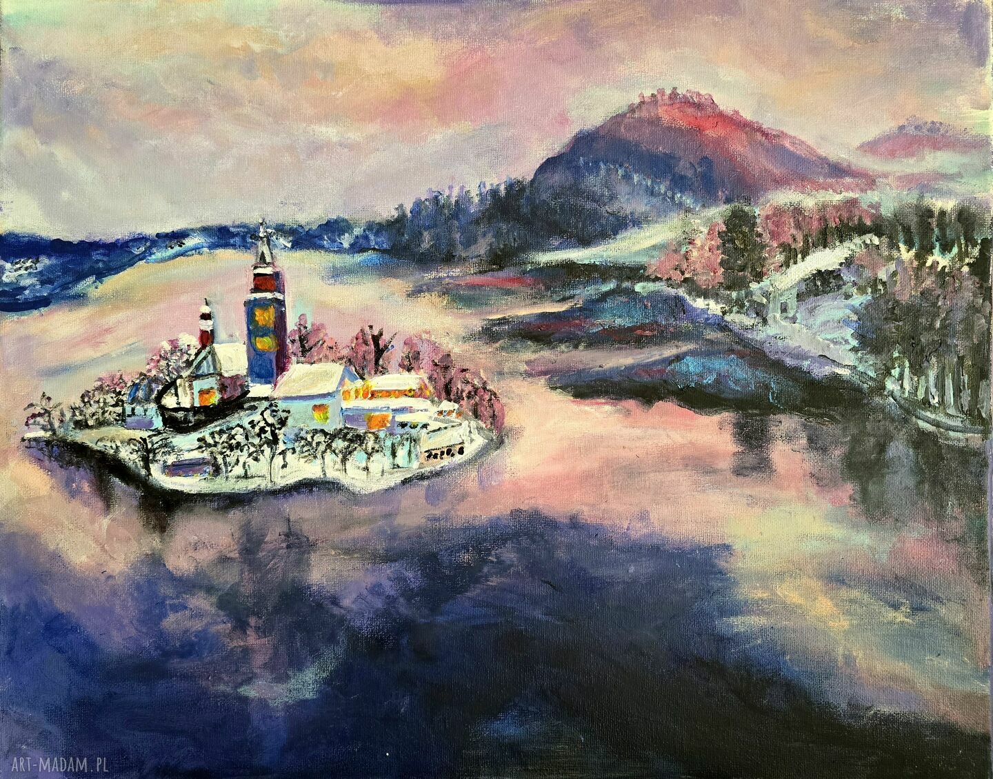 Obraz akrylowy "Jezioro Bled" - ręcznie malowany 40x50 cm