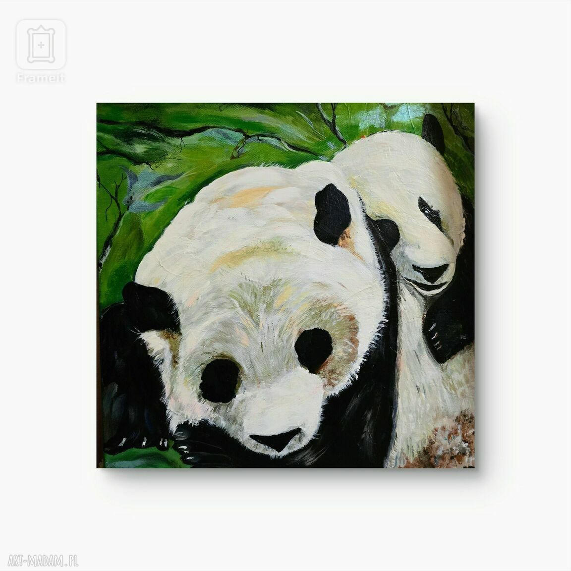 Obraz akrylowy PRZYTULAS - pandy, które ocieplają wnętrze (40x40x2 cm)