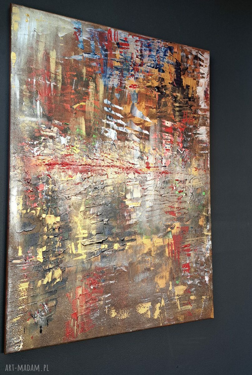 Obraz akrylowy 50x70 cm "ETNA" - świąteczna abstrakcja z złoceniami i srebrnymi refleksami