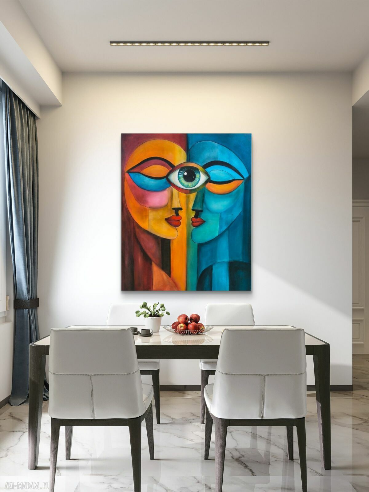 Obraz akrylowy 100 x 120 cm „Poza słowami” - twarze w nowoczesnych kolorach
