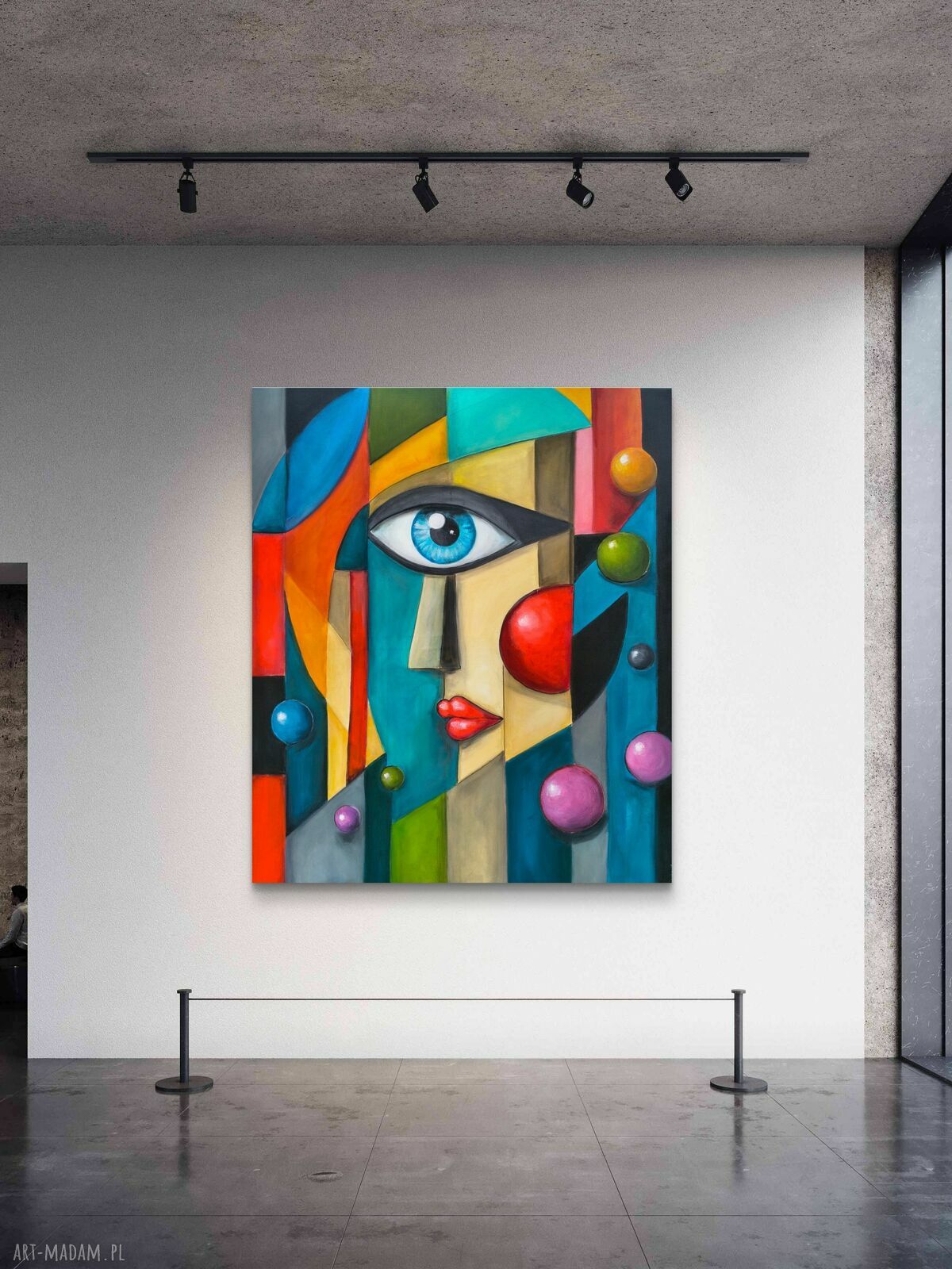 Obraz akrylowy 120x100 „Wewnętrzne spojrzenie” - nowoczesna geometria w intensywnych kolorach