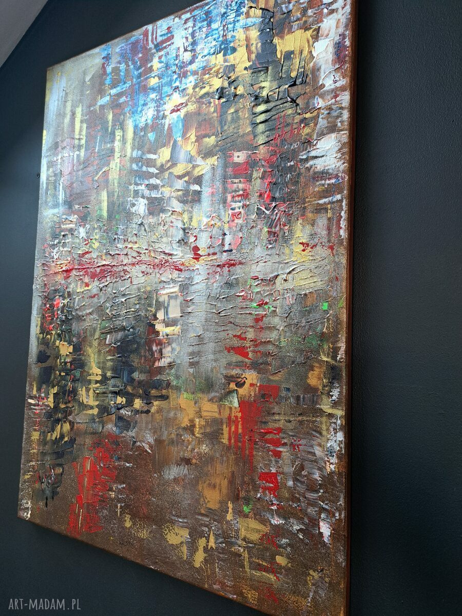 Obraz akrylowy 50x70 cm "ETNA" - świąteczna abstrakcja z złoceniami i srebrnymi refleksami