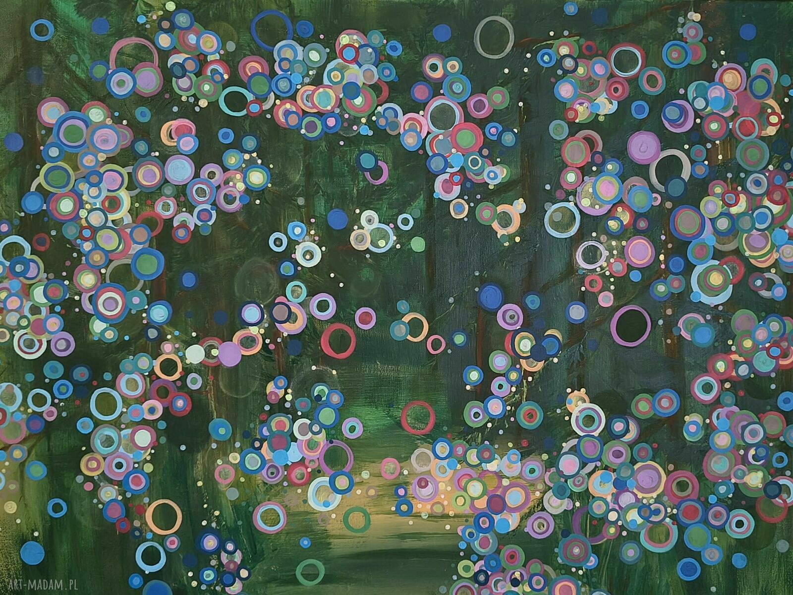 Obraz akrylowy Świetliki 80x60 cm - abstrakcja lasu na płótnie