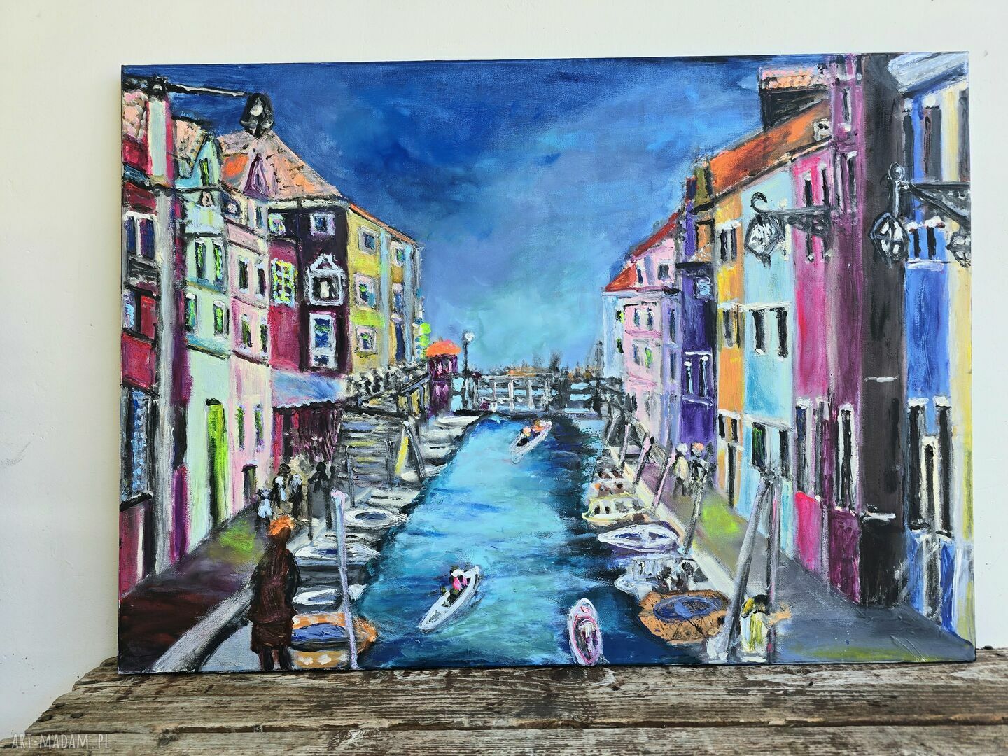 Ręcznie malowany obraz akrylowy „Włochy Burano” 50x70 cm - gotowy do zawieszenia